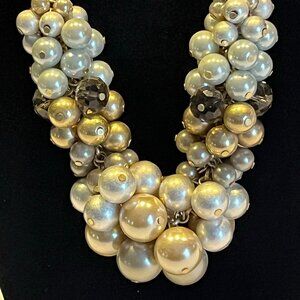 NWT - Lia Sophia statement bauble necklace - pearl,cream,brown